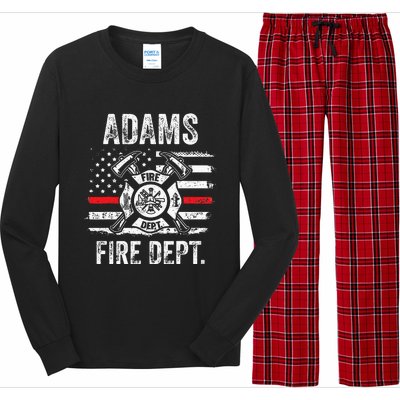 Adams Massachusetts Fire Department Thin Red Line Fireman Long Sleeve Pajama Set