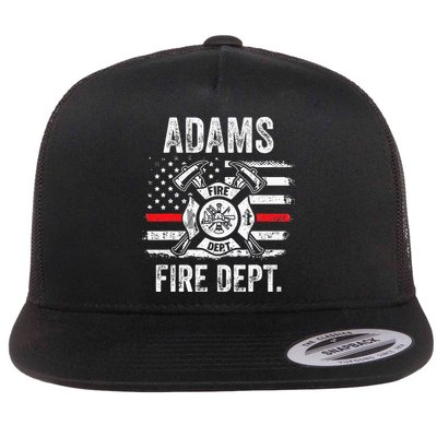 Adams Massachusetts Fire Department Thin Red Line Fireman Flatbill Hat