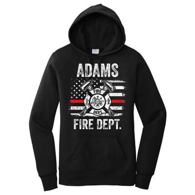 Adams Massachusetts Fire Department Thin Red Line Fireman Women's Pullover Hoodie