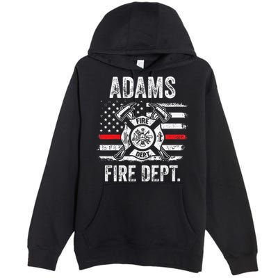 Adams Massachusetts Fire Department Thin Red Line Fireman Premium Pullover Hoodie