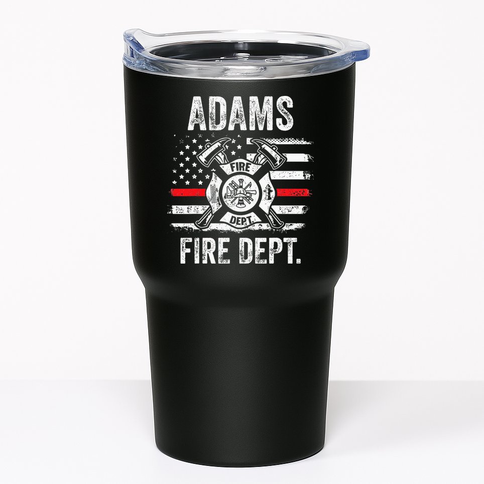 Adams Massachusetts Fire Department Thin Red Line Fireman Tumbler