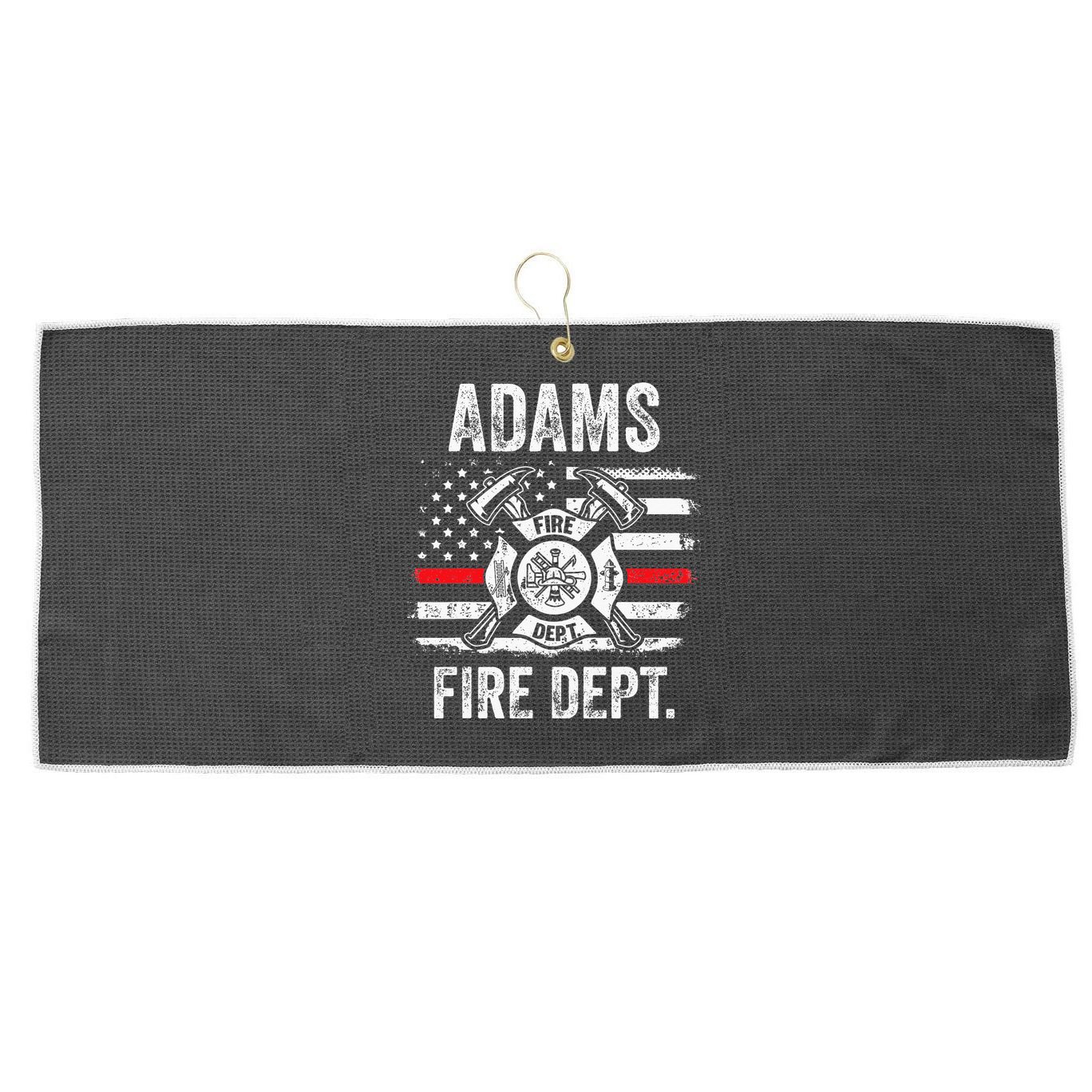 Adams Massachusetts Fire Department Thin Red Line Fireman Large Microfiber Waffle Golf Towel