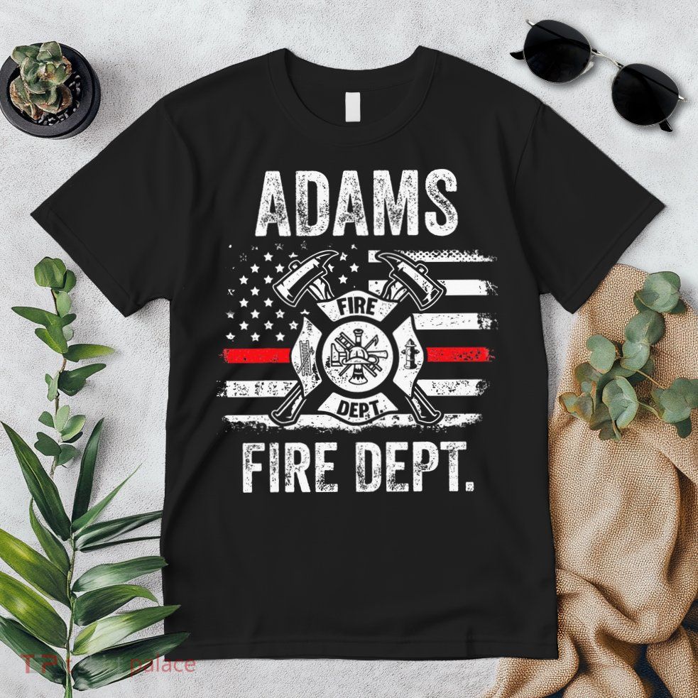 Adams Massachusetts Fire Department Thin Red Line Fireman Premium T-Shirt