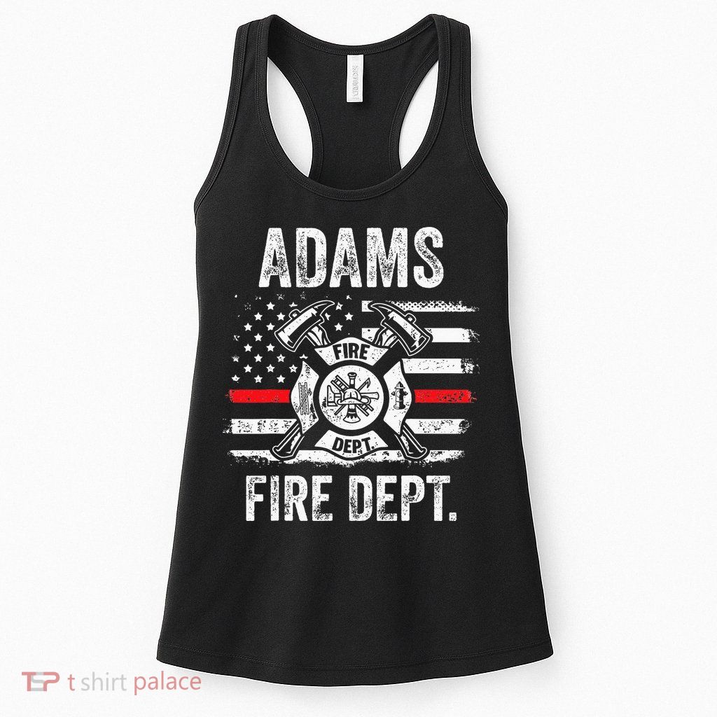 Adams Massachusetts Fire Department Thin Red Line Fireman Womens Tank Top