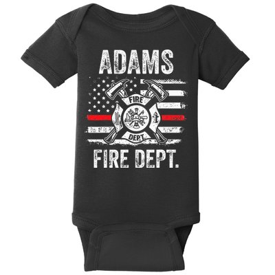 Adams Massachusetts Fire Department Thin Red Line Fireman Baby Bodysuit
