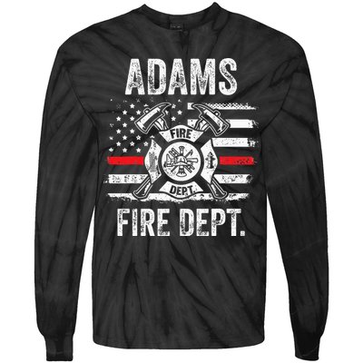 Adams Massachusetts Fire Department Thin Red Line Fireman Tie-Dye Long Sleeve Shirt