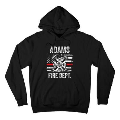 Adams Massachusetts Fire Department Thin Red Line Fireman Tall Hoodie