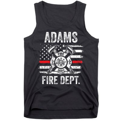 Adams Massachusetts Fire Department Thin Red Line Fireman Tank Top