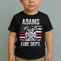 Adams Massachusetts Fire Department Thin Red Line Fireman Toddler T-Shirt