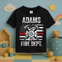 Adams Massachusetts Fire Department Thin Red Line Fireman Toddler T-Shirt