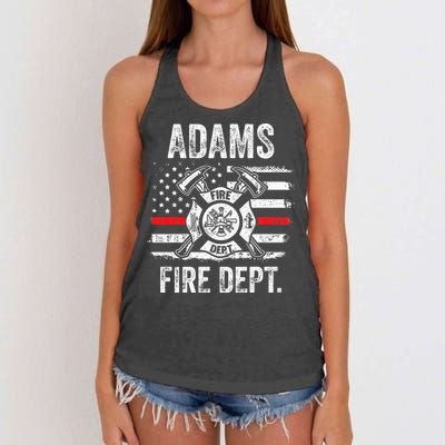Adams Massachusetts Fire Department Thin Red Line Fireman Women's Knotted Racerback Tank