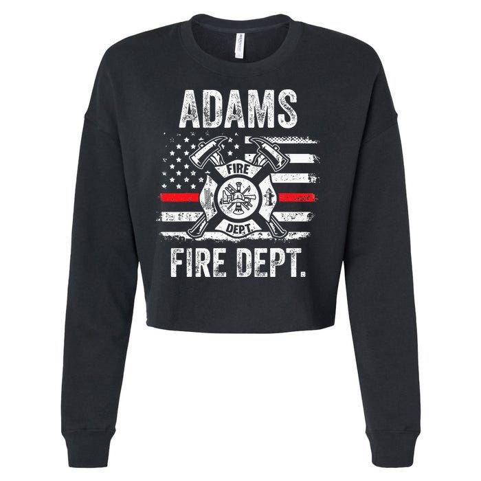 Adams Massachusetts Fire Department Thin Red Line Fireman Cropped Pullover Crew