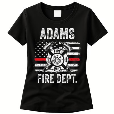 Adams Massachusetts Fire Department Thin Red Line Fireman Womens T-Shirt