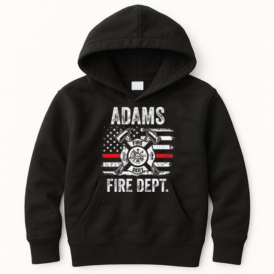 Adams Massachusetts Fire Department Thin Red Line Fireman Kids Hoodie