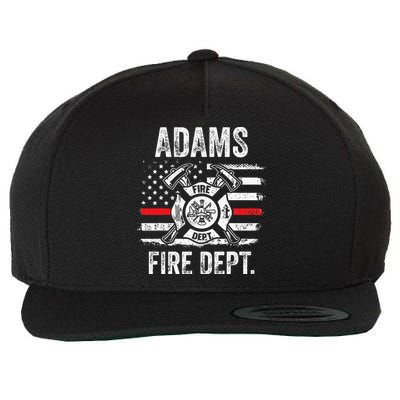 Adams Massachusetts Fire Department Thin Red Line Fireman Wool Snapback Cap