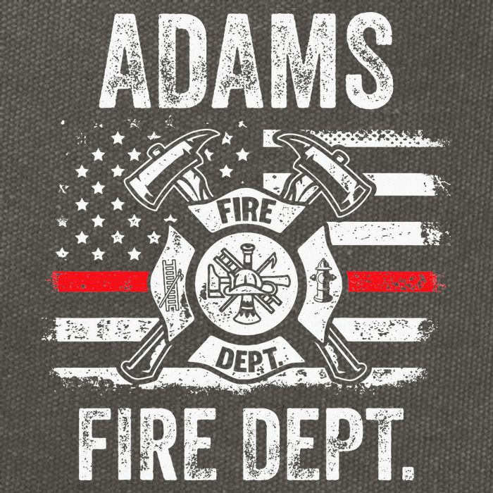 Adams Massachusetts Fire Department Thin Red Line Fireman Cotton Canvas Backpack