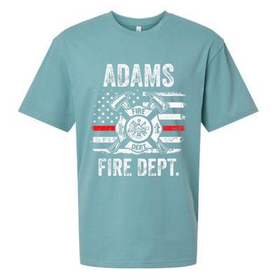 Adams Massachusetts Fire Department Thin Red Line Fireman Sueded Cloud Jersey T-Shirt