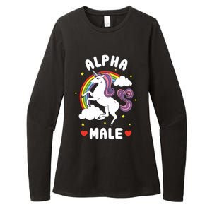 Alpha Male Funny Meme Unicornjoke Prank Fathers Day Womens CVC Long Sleeve Shirt