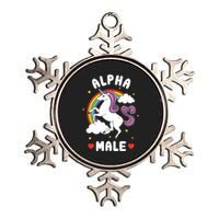 Alpha Male Funny Meme Unicornjoke Prank Fathers Day Metallic Star Ornament