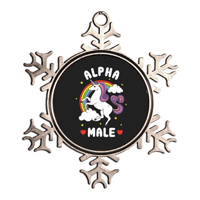 Alpha Male Funny Meme Unicornjoke Prank Fathers Day Metallic Star Ornament