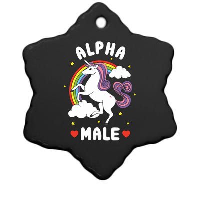 Alpha Male Funny Meme Unicornjoke Prank Fathers Day Ceramic Star Ornament