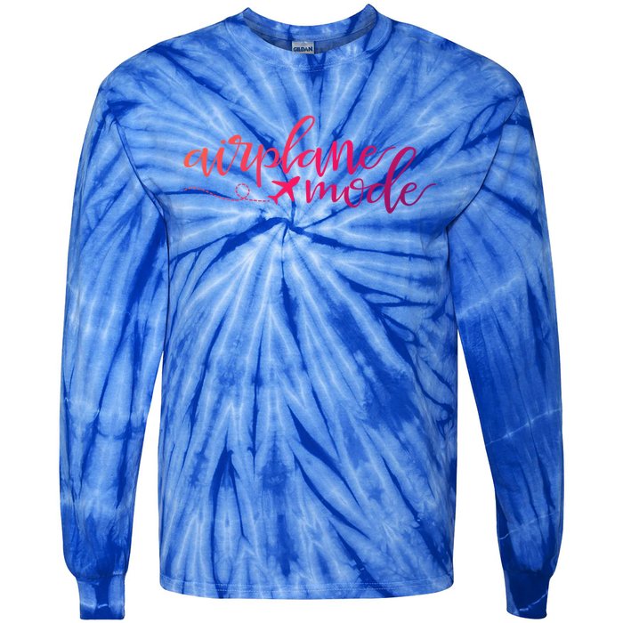 Airplane Mode Funny Vacation Travel Adventure Matching Gift Tie-Dye Long Sleeve Shirt