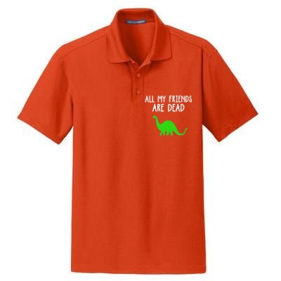 All My Friends Are Dead Dinosaur Dry Zone Grid Polo