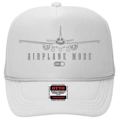 Airplane Mode Funny Pilot Aviation High Crown Mesh Back Trucker Hat