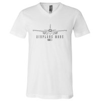 Airplane Mode Funny Pilot Aviation V-Neck T-Shirt