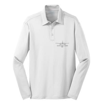 Airplane Mode Funny Pilot Aviation Silk Touch Performance Long Sleeve Polo