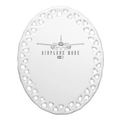 Airplane Mode Funny Pilot Aviation Ceramic Oval Ornament