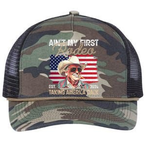 Aint My First Rodeo Taking America Back Donald Trump Usa 2024 Retro Rope Trucker Hat Cap