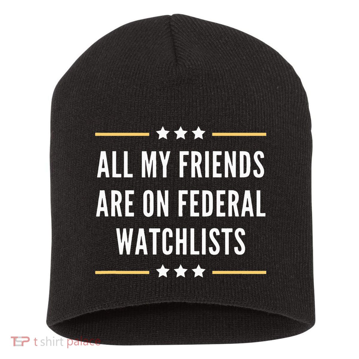 All My Friends Are On Federal Watchlists Short Acrylic Beanie