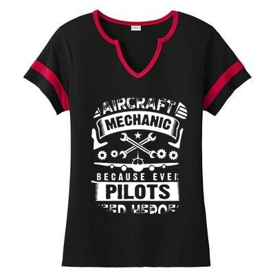 Airplane Mechanic Funny Aviation Technician Ladies Halftime Notch Neck Tee