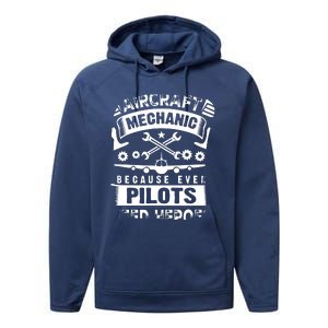 Airplane Mechanic Funny Aviation Technician Performance Fleece Hoodie