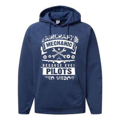 Airplane Mechanic Funny Aviation Technician Performance Fleece Hoodie