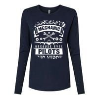 Airplane Mechanic Funny Aviation Technician Womens Cotton Relaxed Long Sleeve T-Shirt