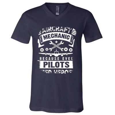 Airplane Mechanic Funny Aviation Technician V-Neck T-Shirt