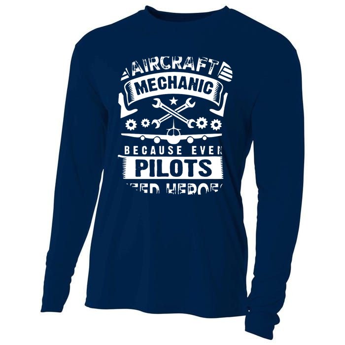 Airplane Mechanic Funny Aviation Technician Cooling Performance Long Sleeve Crew