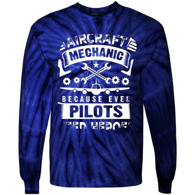 Airplane Mechanic Funny Aviation Technician Tie-Dye Long Sleeve Shirt