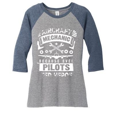 Airplane Mechanic Funny Aviation Technician Women's Tri-Blend 3/4-Sleeve Raglan Shirt