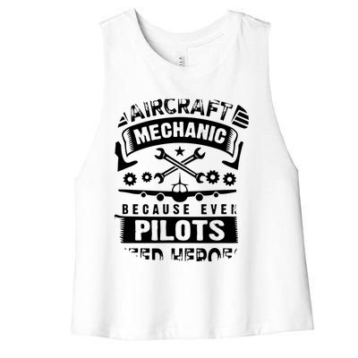 Airplane Mechanic Funny Aviation Technician Women's Racerback Cropped Tank