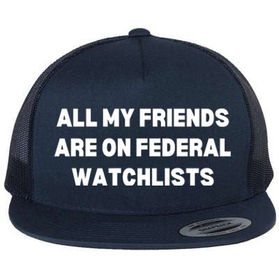 All My Friends Are On Federal Watch Lists Funny Quote Flat Bill Trucker Hat