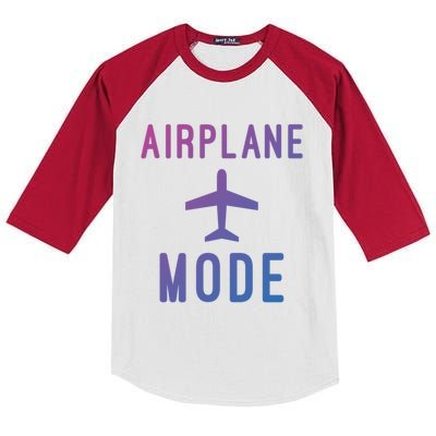 Airplane Mode Funny Vacation Airport Traveling Airplane Mode Gift Kids Colorblock Raglan Jersey