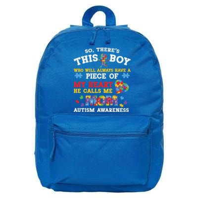 Autism Mom For Son Autism Awareness Month Autism Mom Gift 16 in Basic Backpack