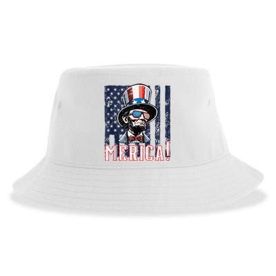 Abe Merica Flag Patriotic Abraham Lincoln 4th Of July Tank Top Sustainable Bucket Hat