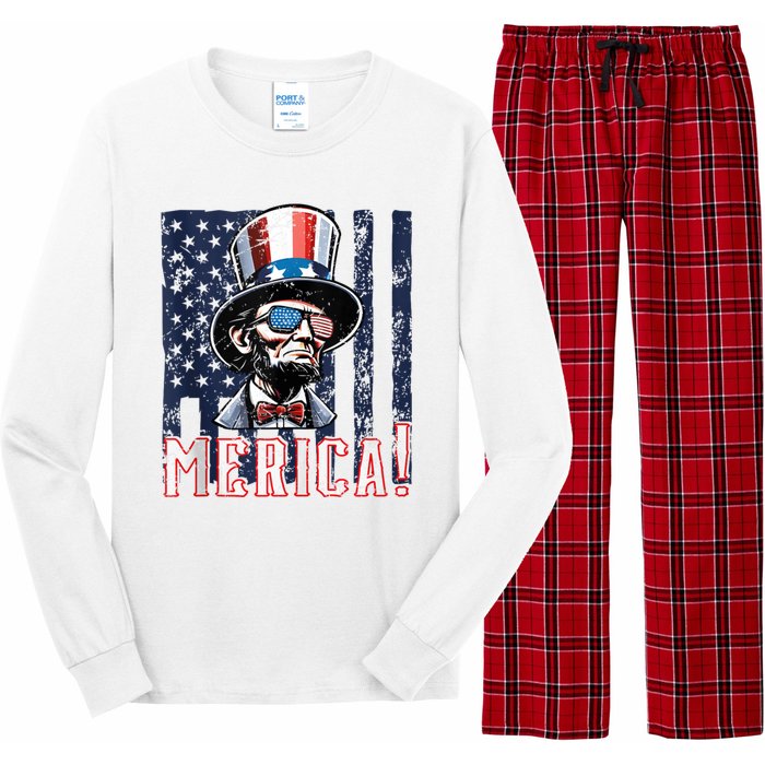 Abe Merica Flag Patriotic Abraham Lincoln 4th Of July Tank Top Long Sleeve Pajama Set