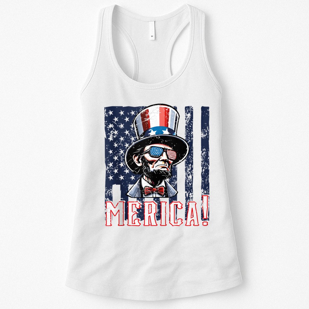 Abe Merica Flag Patriotic Abraham Lincoln 4th Of July Tank Top Womens Tank Top