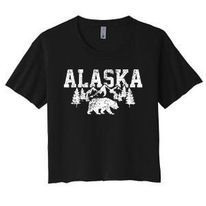 Alaska Mountains Forest Hunting Usa Women's Crop Top Tee