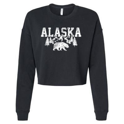 Alaska Mountains Forest Hunting Usa Cropped Pullover Crew